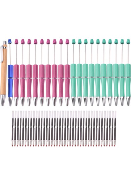 Plastik Boncuklu Kalem Boncuk Tükenmez Çeşitli Mil Siyah Mürekkep Rollerball, Ekstra Yedekler ile 20 Adet (Yurt Dışından)