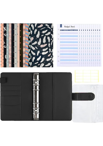 Bütçe ve Depolama Seti Için 32 Parça Pu Bağlayıcı Nakit Zarf Nakit Depolamak Için Kullanılabilir, Çekler Siyah (Yurt Dışından)