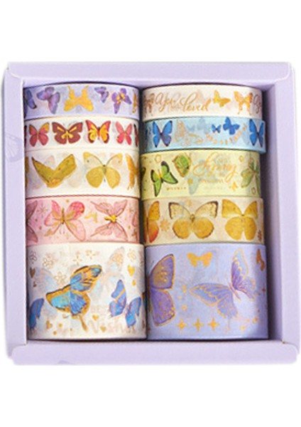 10 Adet Washi Bant Hediye Kutusu Karalama Defteri Dekorasyon Maskeleme Sanat El Kitabı Malzemesi Kendin Yap Çıkartmalar D (Yurt Dışından)