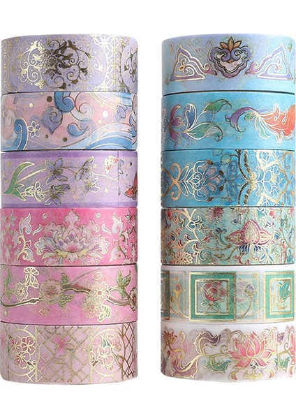 Altın Folyo Çiçek Washi Bant Seti, Çiçek Bant, Günlük Için Botanik, Sanat ve Kendin Yap El Sanatları (Yurt Dışından)