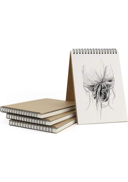 A5 Sketchbook 5 Paket, Eskiz Defteri Sanat Spiral 30 Sayfa, Boş Sayfa Karalama Defteri, Kraft Kapak Çizim Defteri (Yurt Dışından)