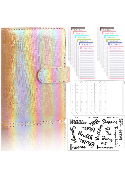 A6 Para Zarfları Bütçe Dosyası, 6'lı Defter Dosya Kapağı, Fermuarlı Cepler, Bütçe Sayfaları, Tasarruf Sistemi C (Yurt Dışından)