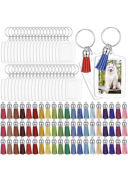 100 Adet Dikdörtgen Akrilik Anahtarlık Boş Şeffaf Resim Dıy Için Fotoğraf Ekle (Yurt Dışından)