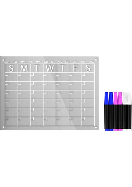 Buzdolabı Için Akrilik Manyetik Kuru Silme Tahtası Takvimi, 16X12 Inç Şeffaf 6 Işaretleyici Içerir (Yurt Dışından)