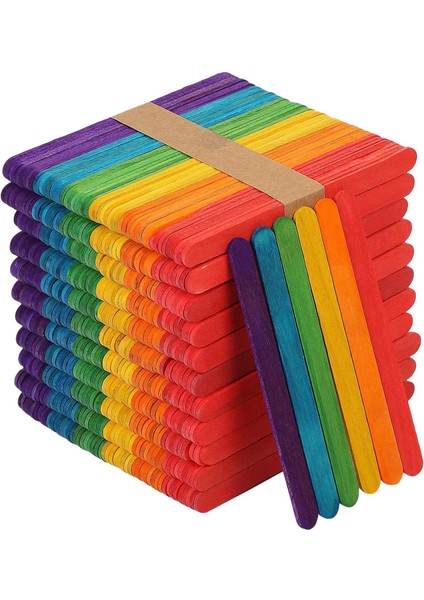 1000 Adet Renkli Dondurma Çubukları, Doğal Lolipop Çubukları Jumbo Ahşap Lolly Craft Ev Yapımı Dıy Model Yapımı (Yurt Dışından)