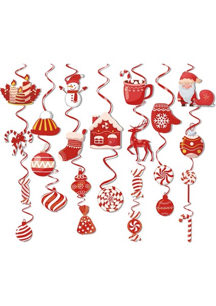 Noel Spiral Asılı Set Mutlu Şeker Dekorasyon Parti Tema Askıları (Yurt Dışından)