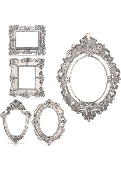 5 Adet Vintage Reçine Resim Çerçevesi Çiçek Oval Dikdörtgen Çerçeve, Fotoğraf Ev Dekor Için Masa Üstü Takı Ekran (Yurt Dışından)