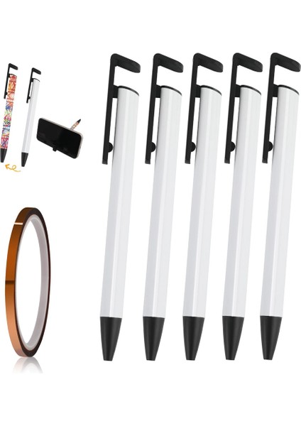 5 Adet Süblimasyon Kalemler Boş Isı Transfer Kalemi Shrink Wrap Ile, Tam Baskı Için Tükenmez Süblimasyon, Ofis Okul (Yurt Dışından)