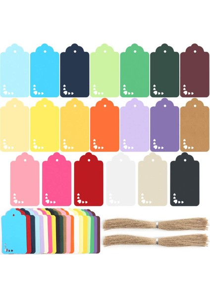200 Adet Hediye Etiketleri, Hediyeler Için Renkli Dize Kağıtlı 20 Renk Etiketleri Sanat ve El Sanatları Düğün Tatili (Yurt Dışından)
