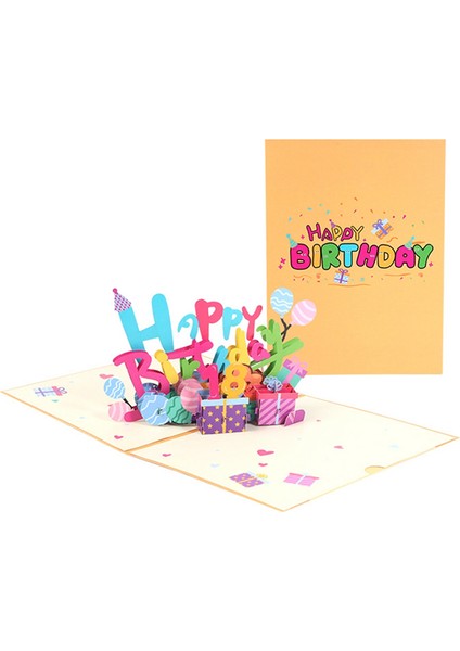 3D Üç Boyutlu Doğum Günü Tebrik Kartı Renkli El Yapımı Kağıt Oyma Nimet Hediye Mesajı Eklenebilir Dijital (Yurt Dışından)