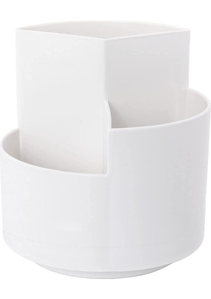 Dönen Kalemlik Çok Amaçlı 3 Bölünmüş Yuvalar Döner Kalem Kupası Kırtasiye Organizatör Ofis Ev Için Beyaz (Yurt Dışından)