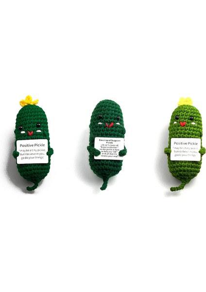 3 Adet Premium Kalite Mini El Yapımı Tığ Işi Salatalık Bebekler Olumlu Onay Kartı ile Keyifli Yün Örme (Yurt Dışından)