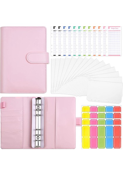 Bütçeleme Para Tasarrufu Için Nakit Zarflı, A6 Kapaklı ve 15 Şeffaf Zarflı Bütçe Dosyası (Yurt Dışından)