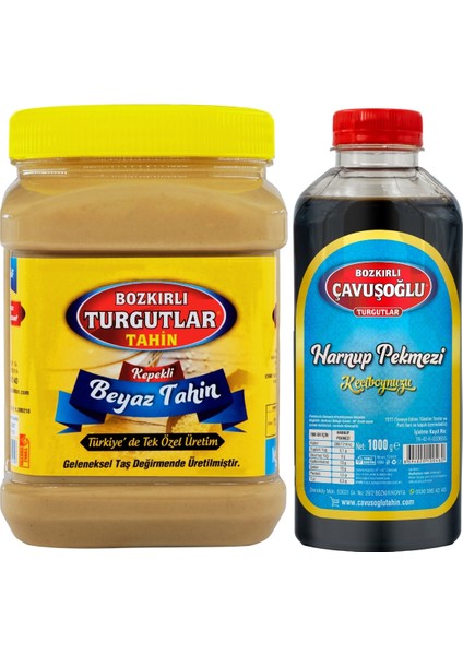 Beyaz Tek Kavrulmuş Özel Üretim Kepekli Bozkır Tahini 930g + Keçiboynuzu (Harnup) Pekmezi 1 Kg