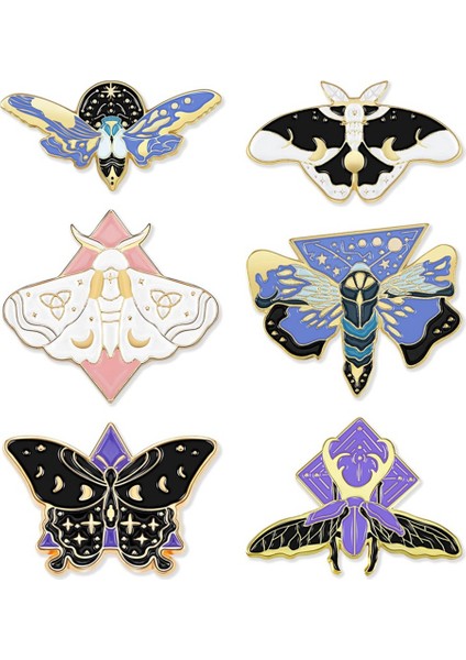 6 Adet Kelebek Pimleri Emaye Pin Seti Yaka Broş Aydınlık Sevimli Ateşböcekleri Sırt Çantası ve Kadınlar Için Ceketler (Yurt Dışından)