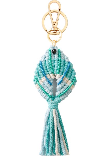 Karışık Tohum Boncuklu Örgülü Balık Şekli Makrome Anahtarlık El Yapımı Boho Anahtarlık Askı Etnik Çanta Charm Hediyeler, A (Yurt Dışından)