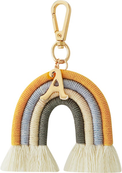 Makrome Gökkuşağı Anahtarlık, El Dokuma Anahtarlık, Araba Çanta Çanta Için Renkli Anahtar Kolye, B (Yurt Dışından)