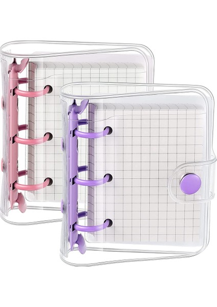 2 Takım Mini Şeffaf 3 Telli Klasör Kapakları Iç Kağıt Cepli Şeffaf Yumuşak Pvc Defter (Yurt Dışından)