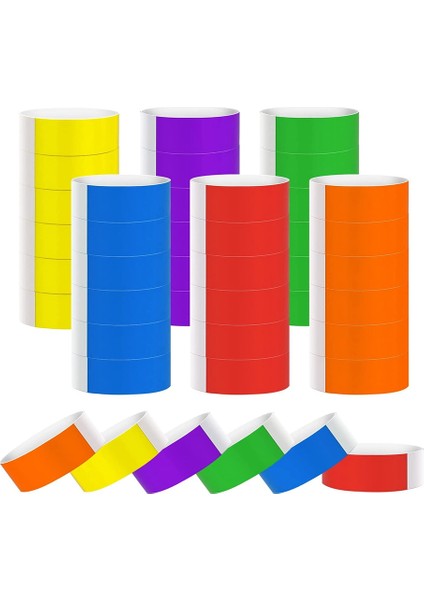 Neon Su Geçirmez Bilek Bantları Için 600 Paket Kağıt Bileklikler Dıy Ayarlanabilir Bilezikler Yapıştırıcı (Yurt Dışından)