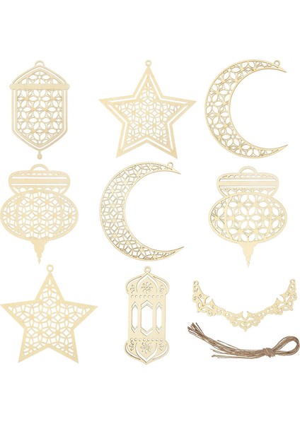 Adet Ahşap Kolye Süs Ramazan Içi Boş Dekorasyon Eid Asılı Burcu Mübarek Süslemeleri Için (Yurt Dışından)