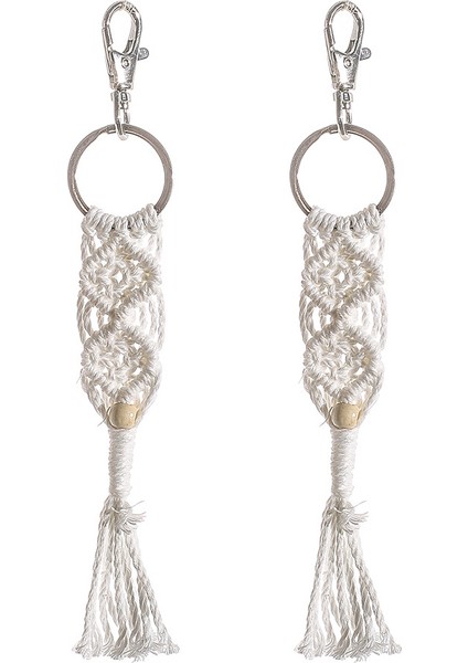 2 Adet Mini Makrome Anahtarlıklar Çanta Takılar Püsküller ile El Işi Aksesuarları Araba Anahtarı Çanta Cüzdan Dekor Hediye (Yurt Dışından)