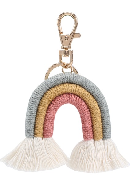 Dokuma Gökkuşağı Anahtarlıklar Kadınlar Için Boho El Yapımı Anahtarlık Anahtarlık Makrome Çanta Uğuru Araba Sallanan Takı Hediyeler, B (Yurt Dışından)