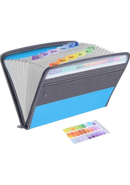 13 Cep Dosya Klasörü Depolama Rafı, Dosya Kutusu Çantası, Fermuarlı, A4 Kağıt, Banknot, Belge Makbuzu B Için Uygun (Yurt Dışından)