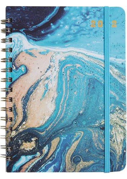 2022 Planlayıcı - Haftalık ve Aylık Sekmeli,8,4 x 6,3 Inç Ciltli Elastik Kapak, Koyu Mavi (Yurt Dışından)