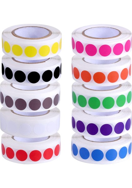 Yuvarlak Renkli Nokta Çıkartmalar, 10 Rulo Çeşitli Çıkartmalar 1/2 Inç Kodlama Etiket Rulosu (10000 Sayfa) (Yurt Dışından)