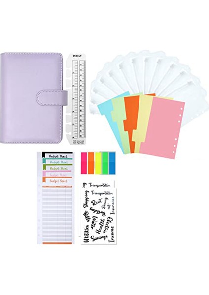 34 Parça A6 Telli Defter, Bütçe Planlayıcı, 6 Delikli Cepli, Çarşaf, (Mor) (Yurt Dışından)
