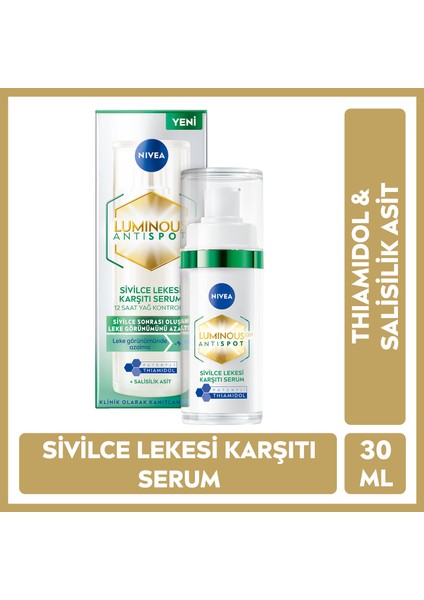Luminous630 Sivilce Lekesi Karşıtı Cilt Serumu 30ml, Thiamidol Etkili, Salisilik Asit, Hyaluronik Asit, Sivilceli Cilt, Eşit Cilt Tonu, Pürüzsüz Cilt