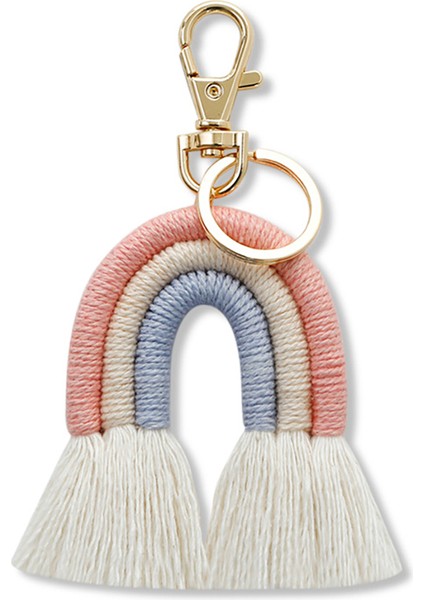 Dokuma Gökkuşağı Anahtarlıklar Kadınlar Için Boho El Yapımı Anahtarlık Anahtarlık Makrome Çanta Uğuru Araba Sallanan Takı Hediyeler, C (Yurt Dışından)