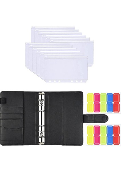 Bütçeleme Için Fermuarlı Nakit Zarflı Bütçe Dosyalayıcı, 12 Adet Su Geçirmez Sistem (Siyah) (Yurt Dışından)