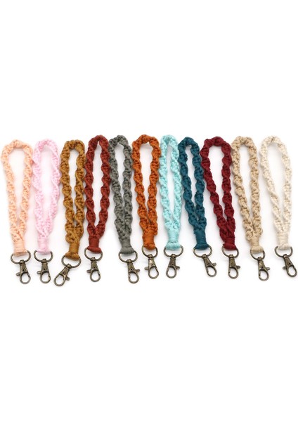 11 Parça Bayan Boho Makrome Anahtarlık Bileklik Bilezik El Yapımı Örgülü Bükülmüş El Bilek Ipi (Yurt Dışından)