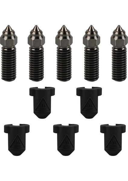5 Adet 0.4mm Sertleştirilmiş Çelik Nozullar Silikon Çorap Seti K1, K1 Max, Ekstruder Hotend (Yurt Dışından)