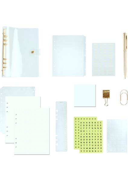 Ofis Kırtasiye Dıy El Hesabı Şeffaf Gevşek Yaprak Kitap Ataş Saklama Çantası Hediye Kutusu Öğrenci Seti (Yurt Dışından)