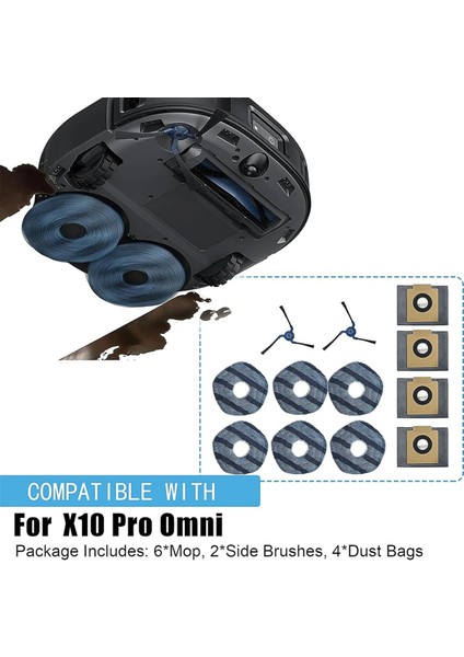 Eufy X10 Pro Omni Robot Süpürge Yan Fırça Paspas Bezi Toz Torbası Yedek Parçaları (Yurt Dışından) modelleri