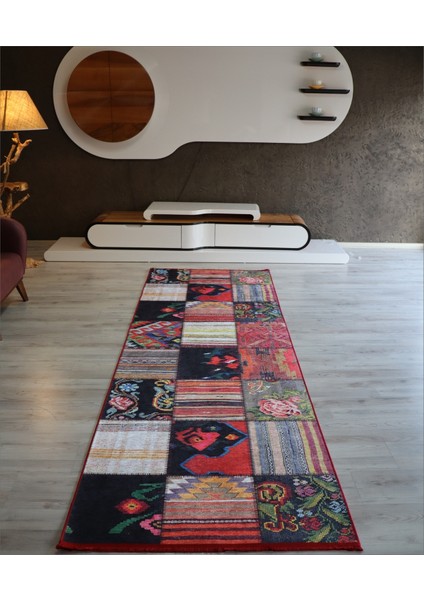 Patchwork Dijital Baskı Dekoratif Salon Halısı Makinede Yıkanabilir Kırkyama Kilim Kaymaz Taban Kırmızı Yolluk Modern Mutfak Halı Modelleri fiyatları