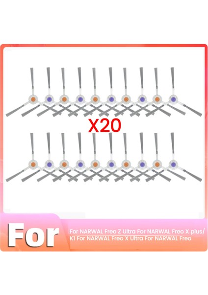 Narwal Freo Z Ultra/freo x Plus/k1/freo x Ultra/freo Elektrikli Süpürge Aksesuarları Için 20 Adet Yan Fırça Yedek Parçası (Yurt Dışından)