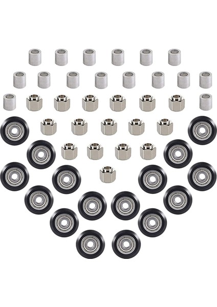 48 Pcs 3D Yazıcı Pom Kasnak Çark Seti Siyah Rulman Tekerlekleri Anet Serisi 3 Için (Yurt Dışından)