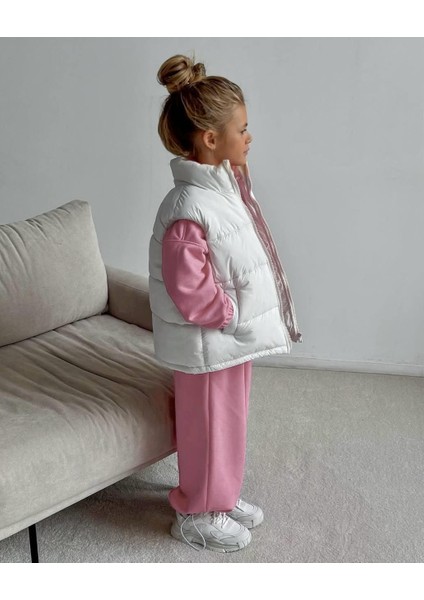 Kız Çocuk Laciel Paris Winter Clup Pembe 3 Iplik Fitilli Kumaş Alt Üst Eşofman Takımı modelleri