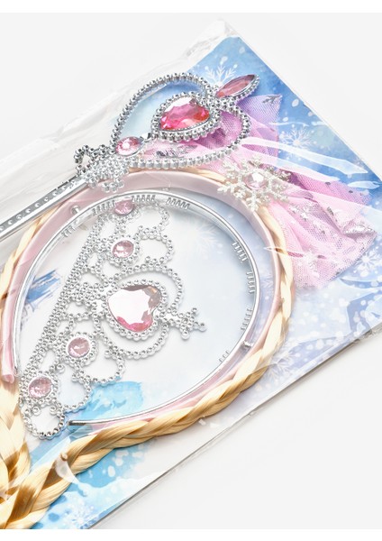 Pembe Elsa Model Kız Çocuk Asa Taç Set fiyatları