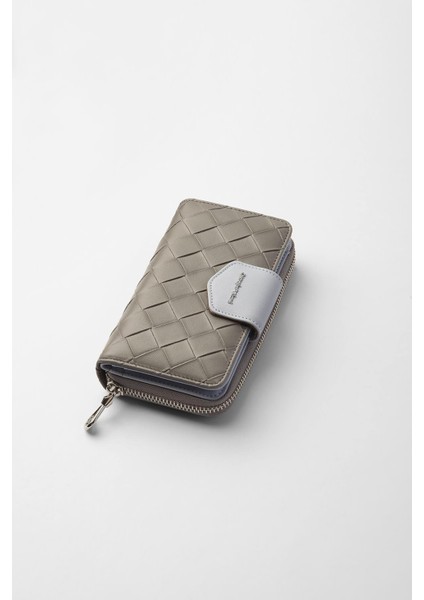 Büyük Boy Desenli Kadın Cüzdan - 65307 - Gri/buz Mavisi fiyatları