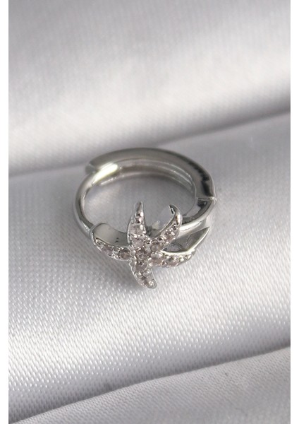 Bfs 316L Çelik Gümüş Renk Zirkon Taşlı Deniz Yıldızı Model Tragus Piercing