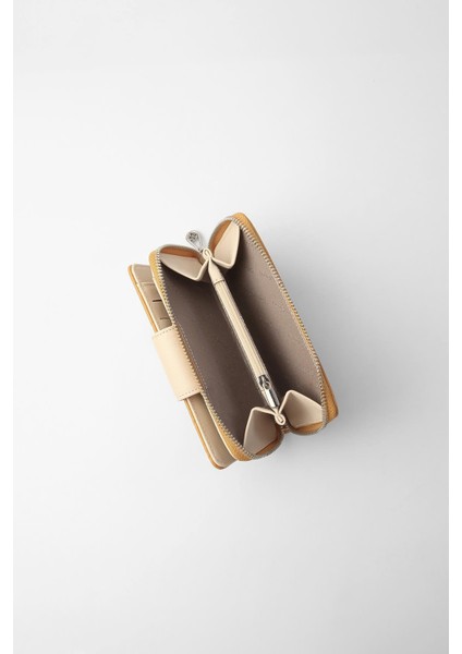 Büyük Boy Desenli Kadın Cüzdan - 65307 - Hardal/bej modelleri