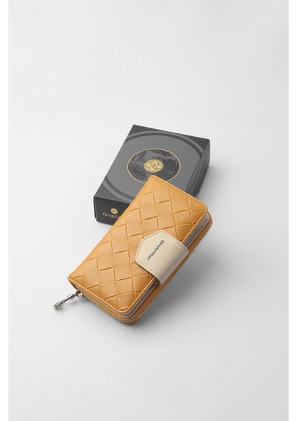 Büyük Boy Desenli Kadın Cüzdan - 65307 - Hardal/bej fırsatları