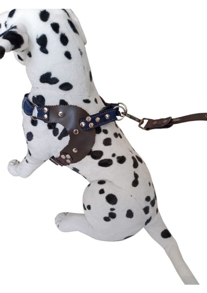 Köpek göğüs tasması orta ırk hakiki deri/kot kombineli göğüs ölçüsü:45-75cm ayarlamalı Gt5-32 fiyatları