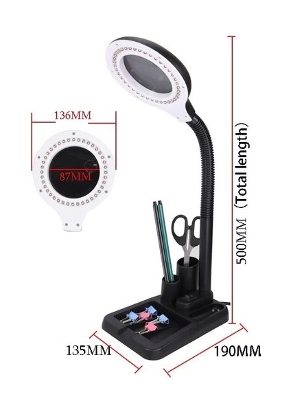 Esnek 5x /10X,40 LED Işıklı Büyüteç ,lamba Büyüteç Okuma, Çalışma Lehim Masa Lambası A808 fırsatları