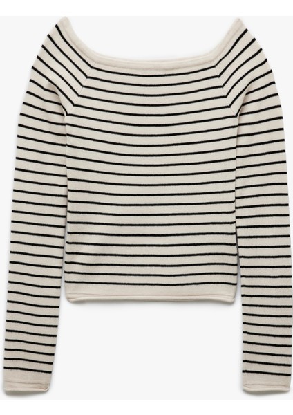 Uzun Kollu Kayık Yaka Triko Kazak modelleri