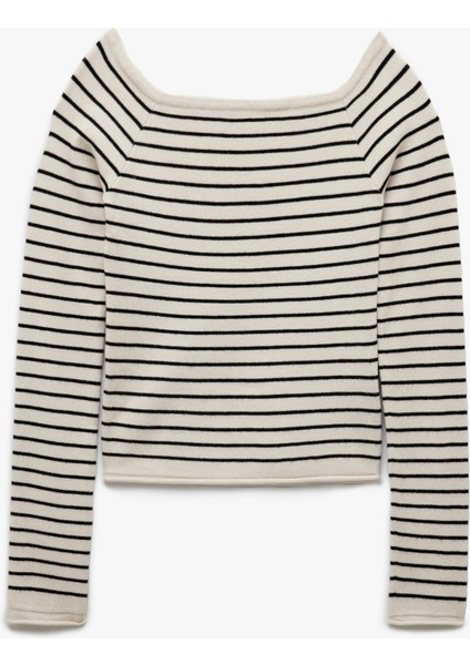 Uzun Kollu Kayık Yaka Triko Kazak fırsatları